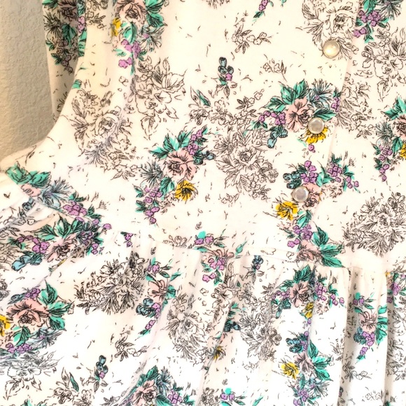 💐VTG 80s drop waist cotton floral dress - Picture 8 of 11